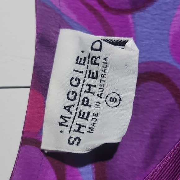 Maggie Shepherd Vintage 80's Patchwork Purple Asymmetrical Tunic Blouse - Picture 6 of 11